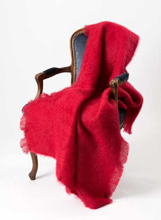 Red mohair chair throw Australia scarlet