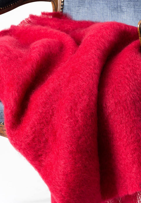 Scarlet Red Mohair Throw Blanket