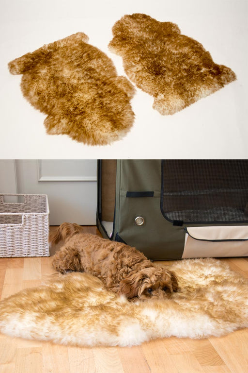 Pet Sheepskin Rugs - TWO Large Natural Shape Beds 50x80cm