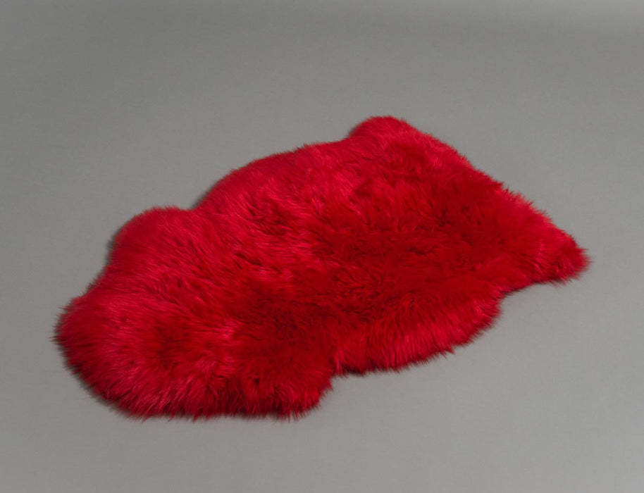 Bright Red Dyed Single Sheepskin Rug