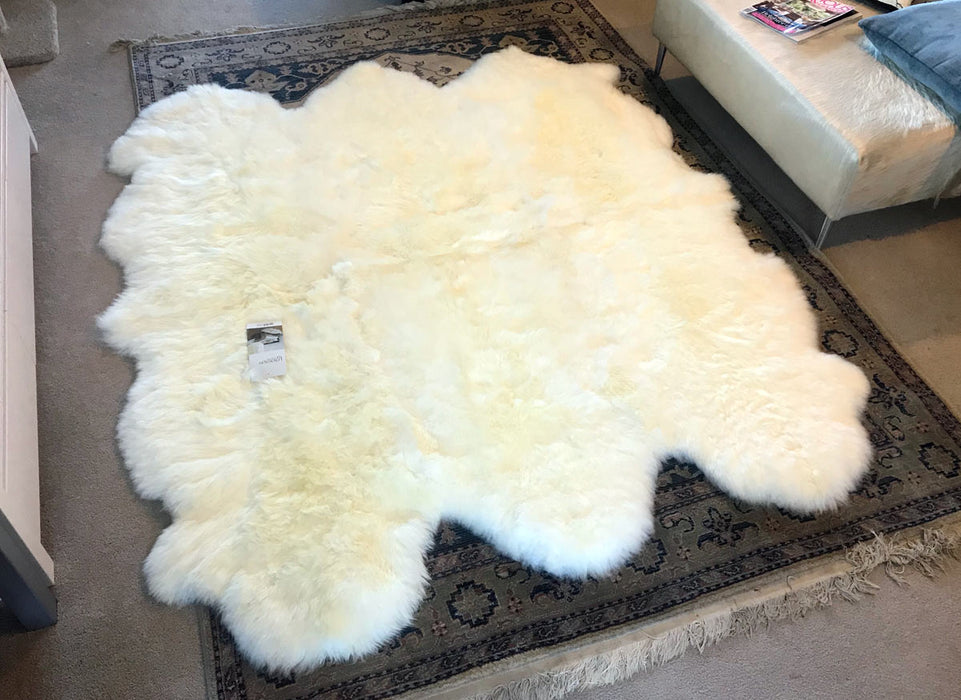 Ivory Wool Sheepskin Rug - Sexto (6-skin) 162cm x 180cm