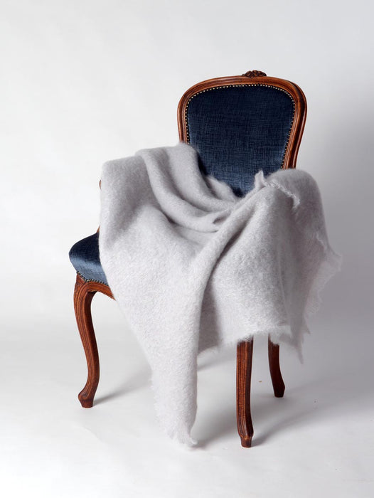 Mohair Chair Throw NZ Windermere Silver Light Grey