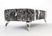 Metallic silver, black & white cowhide bench ottoman