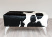 Cowhide Leather Ottoman with Metal Legs 80x50x40cm