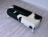 Cowhide Leather Ottoman with Curved Aluminium Legs 100x36x40cm