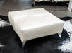 Square cowhide ottoman white cowhide