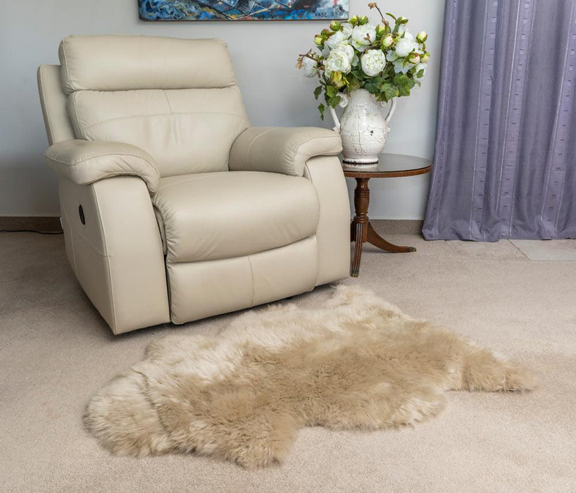 Stone beige sheepskin rug single whole-skin