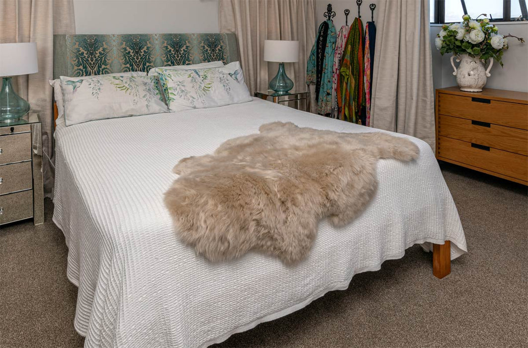 Stone beige sheepskin rug