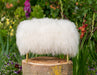 White Tibetan Lambskin Footstool gold legs