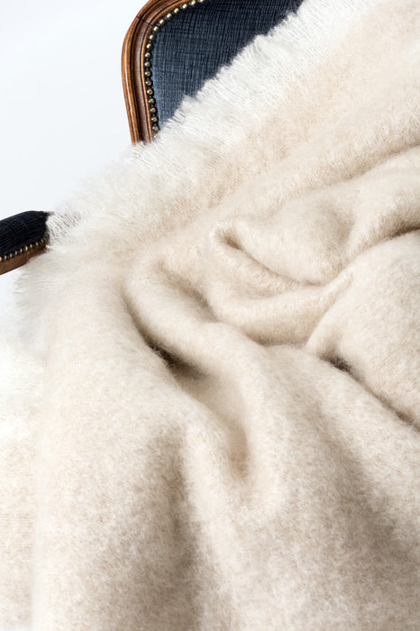 Toi Toi Beige Mohair Throw Blanket