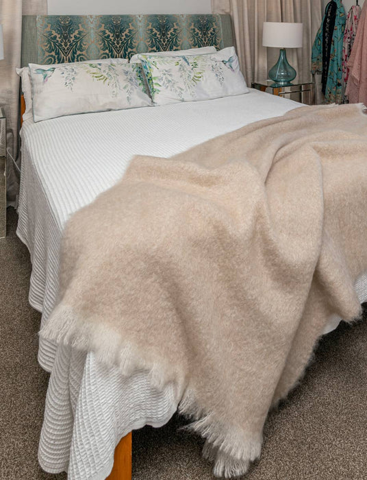 Mohair Blanket NZ Windermere Toi Toi Beige 