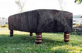Cowhide Ottoman with Turned Wood Legs 138x60x50cm