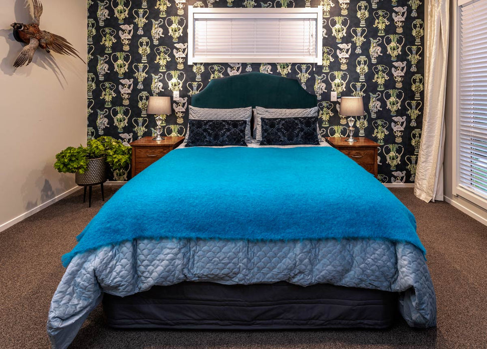 Mohair Blanket NZ Turquoise Blue 