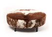 Cowhide Ottoman Wide Oval Wood Legs 110x90x40cm