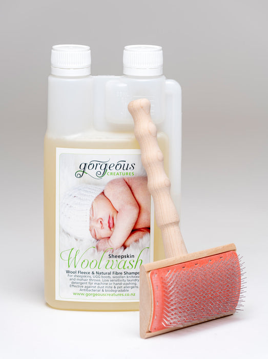 Gorgeous Creatures sheepskin woolskin wash shampoo & brush kit