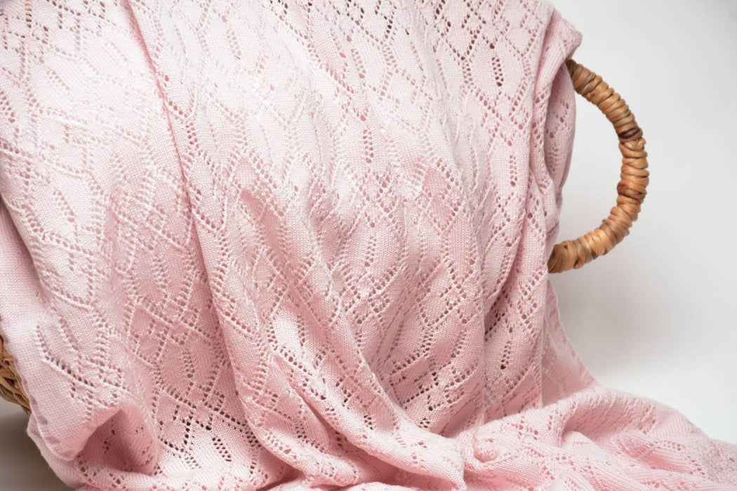 Lacy Merino Wool Baby Blanket - Baby Pink X5555