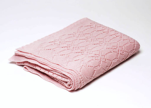 Lacy Merino Wool Baby Blanket - Baby Pink X5555