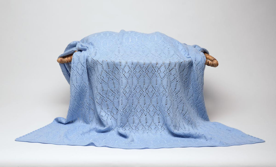 Blue wool baby blanket NZ made