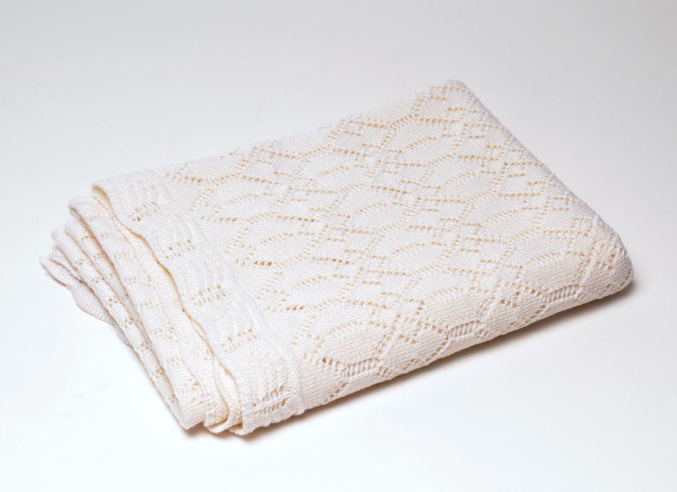 Lacy Merino Wool Baby Blanket - Snow White X5555