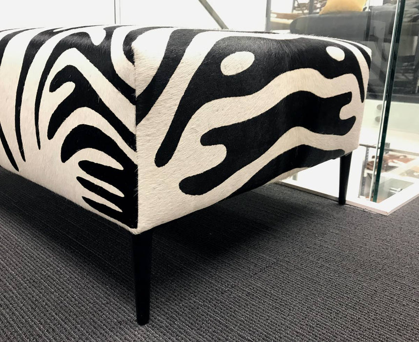 Zebra cowhide ottoman furniture with black metal legs