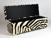 Storage ottoman in zebra print 120x40x45cm