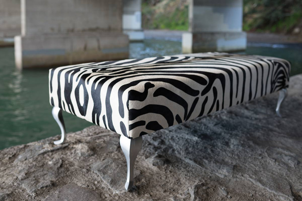 Bench zebra print cowhide ottoman