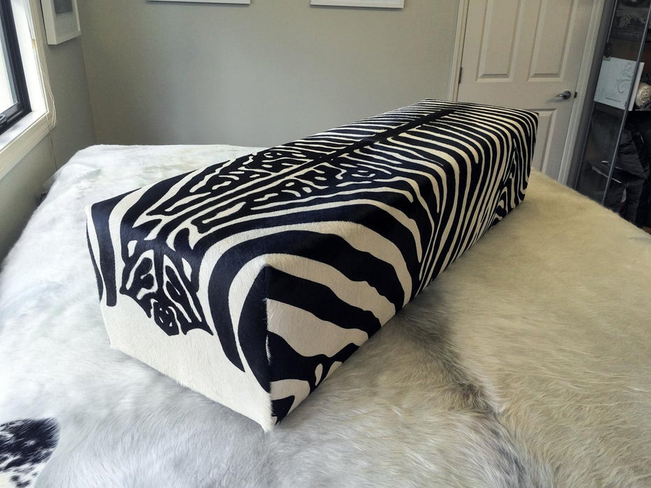 Large bench ottoman covered in zebra print