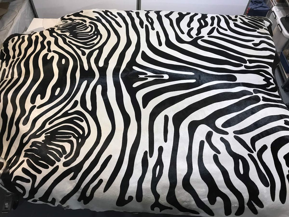 Zebra cowhide upholstery hide