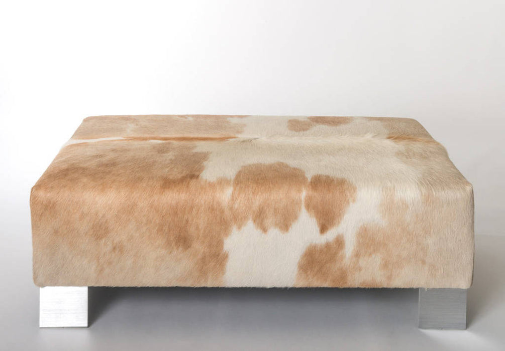 Cowhide ottoman NZ Beige and white by Gorgeous Creatures