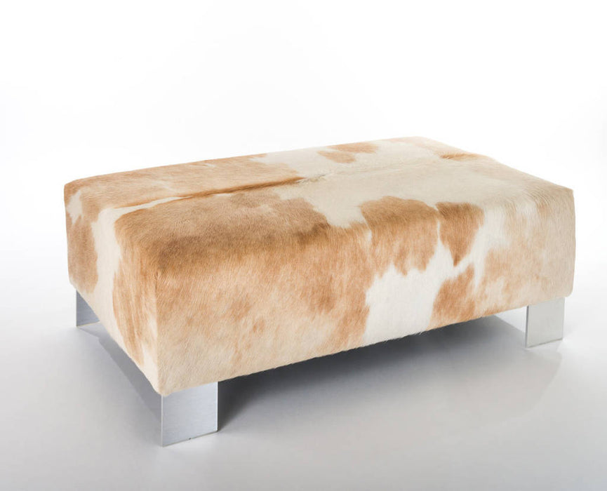 Cowhide ottoman NZ Beige and white by Gorgeous Creatures
