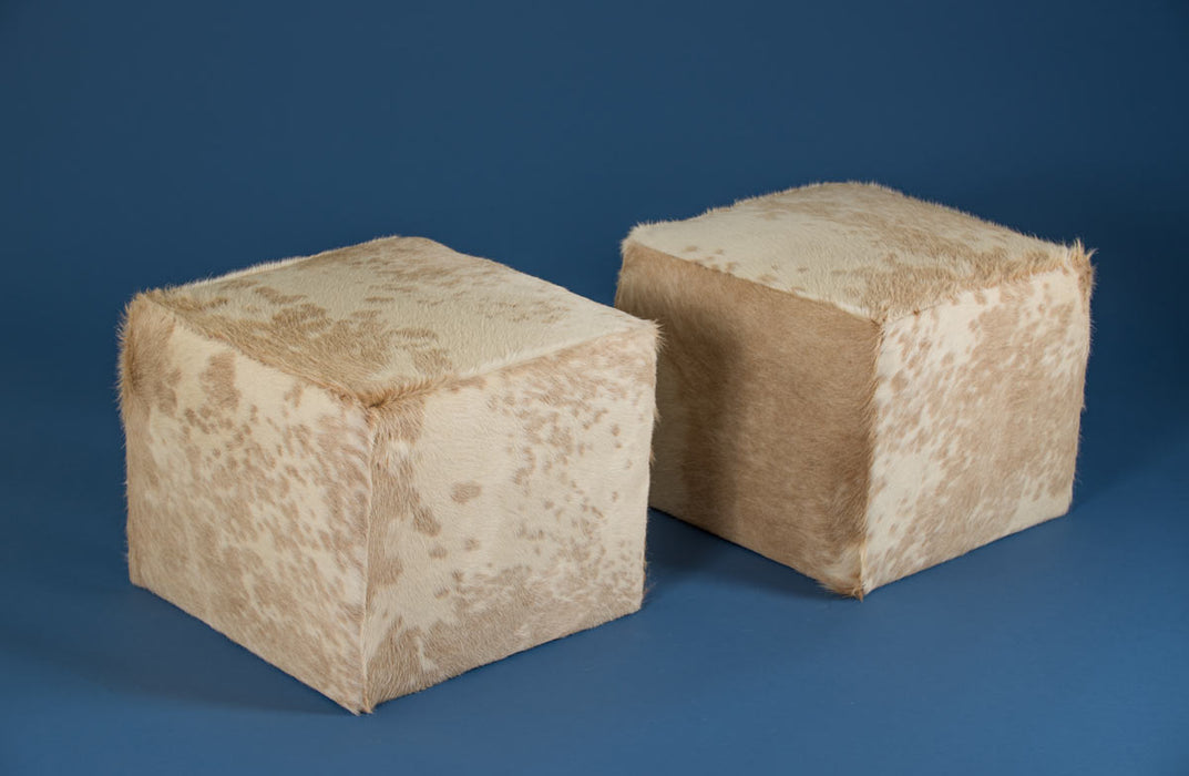 Cowhide cube footstools beige spotty NZ made