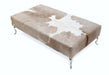 Cowhide Ottoman with Queen Anne Curved Aluminium Legs 130x70x36cm