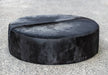 Black Cowhide Ottoman Large Deep Round 130x130x35cm