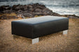 Black Leather Ottoman with Metal Legs 110x55x35cm