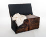 Storage ottoman in cowhide by Gorgeous Creatures
