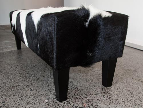 Black and white cowhide ottoman NZ made