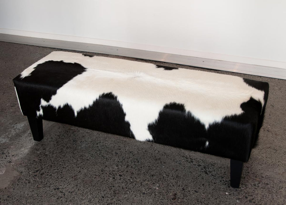Black and white cowhide ottoman NZ made