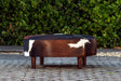 Cowhide Ottoman Round Wood Legs 95x95x40cm