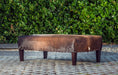 Cowhide Ottoman with Wood Legs & Antique Copper Studs 120x60x35cm