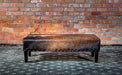 Cowhide Ottoman with Wood Legs & Antique Copper Studs 120x60x35cm