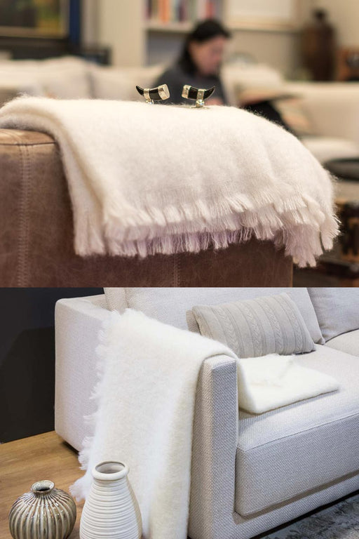 Cream Mohair Throw Blanket New Zealand made