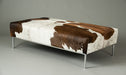 Cowhide Tri-Colour Ottoman with Metal Rail Base 140x80x40cm