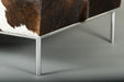 Cowhide Tri-Colour Ottoman with Metal Rail Base 140x80x40cm