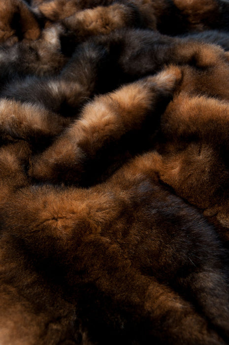 Natural Reddish Brown Possum Fur Bed close up