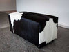 Chocolate and white cow skin ottoman small deep rectangle