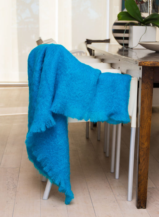 Mohair Throw NZ Windermere Turquoise Blue 