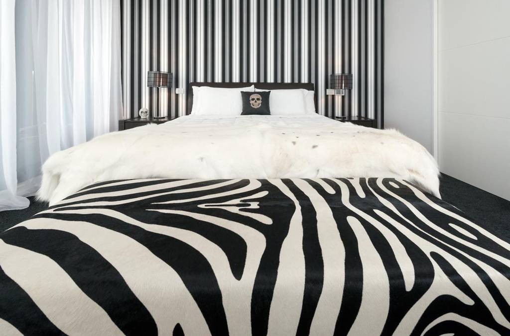 Zebra ottoman furniture from zebra printed cowhide 