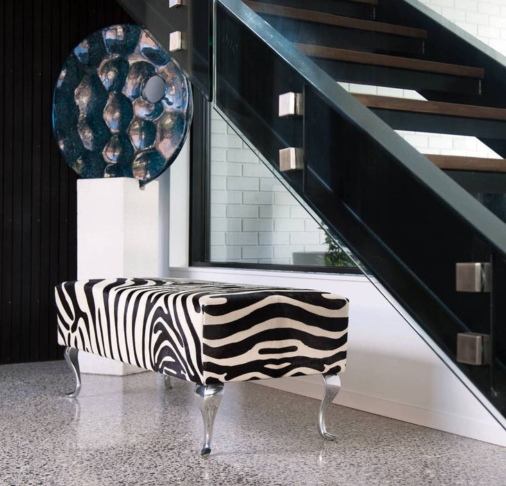 Zebra cowhide ottoman furniture from zebra printed cowhide 